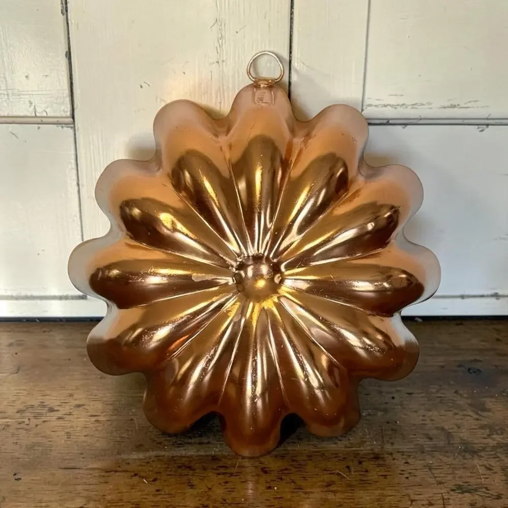 Vintage Copper Jello Cake Mold Cottagecore French Kitchen Decor Wall Hanging